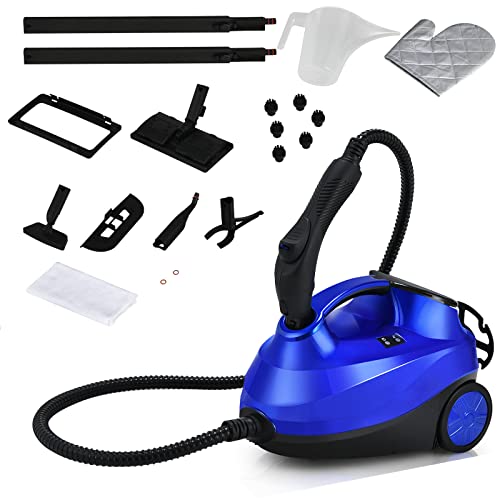 RELAX4LIFE Nettoyeur à Vapeur Haute Pression 2000W avec Réservoir d'eau 1,5 L, Nettoyeur Vapeur Électrique Polyvalent de Mestique pour Canapé, Tapis, Vitre, Sol, Temps de Chauffe 5-6 Min (Bleu) Cover