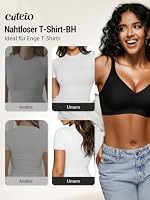 Bügelloser Jelly BH Damen ohne Bügel Nahtloser T-Shirt BH Gepolstert Bequem Klassische Bra mit Mesh Soft Atmungsaktiv Bralette,Schwarz-01,L – Ansicht 6