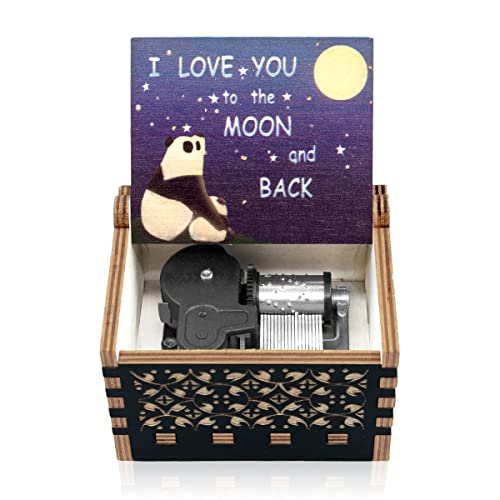 Product Image of the Music Box Women Gift, Love You to The Moon and Back, Romantic Gifts to Daughter Son Kids Anniversary Birthday Valentine Wedding Present Play You are My Sunshine