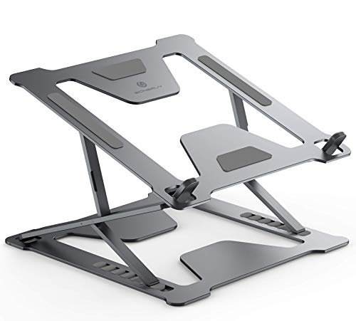 Adjustable Laptop Stand for Desk, Portable Foldable Laptop Riser with Heat-Vent to Elevate Laptop, 13 Lbs Heavy Duty Laptop Holder for MacBook Pro Air, Dell, Lenovo More 11-17.3 Laptops(Gray)