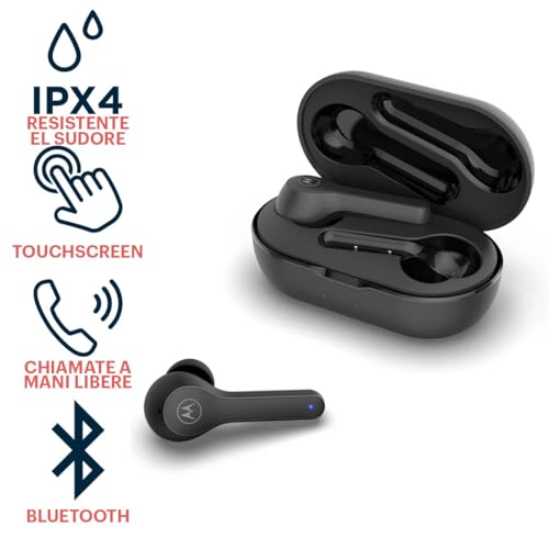Motorola Sound MOTO BUDS 085 Auricolari Bluetooth - Cuffie Wireless con 15 Ore di Riproduzione - Headphones Resistenti all'Acqua e al Sudore - Microfono e Controllo Touch - Nero - Immagine 2