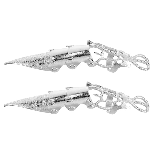 2個 指輪の宝石 パンクスタイルのリング ジュエリーアクセサリー 男性のための審美的なリング 男性用ヴィンテージリング パーティーリング 女の子の指 指の爪 男性用ゴスリング 合金 Frcolor