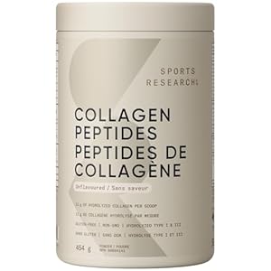 Sports Research Collagen Peptides – Hydrolyzed Type 1 & 3 Collagen Powder Protein Supplement for Essential Amino Acids – Easy Mixing Vital Nutrients & Proteins, Collagen for Women & Men