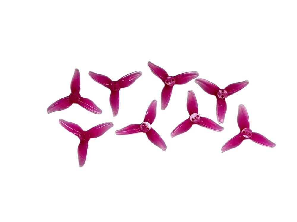 Uniwersalne 4 pary 2023 2 x 2,3 x 3 śmigła z 3 ostrzami 1 mm lub 1,5 mm do wyścigów dronów Freestyle 5.1 cm (różowe, 1 mm)