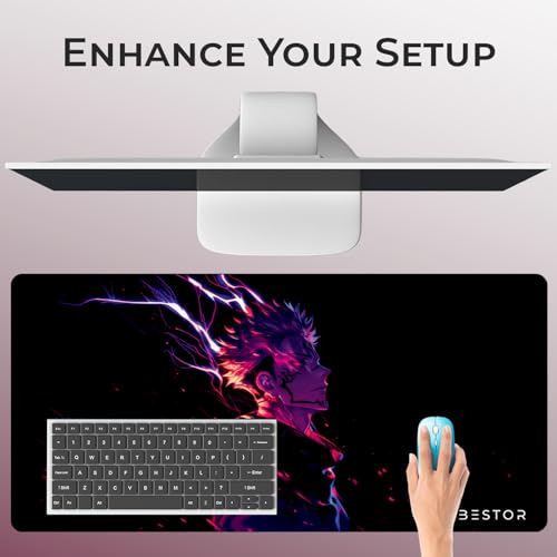 Image of BESTOR Anime Design Gaming Mouse pad with Anti-fray Stitching, Waterproof Surface & Non-Slip Rubber Base Gaming Mouse Mat for Laptop (60cmx34cm)