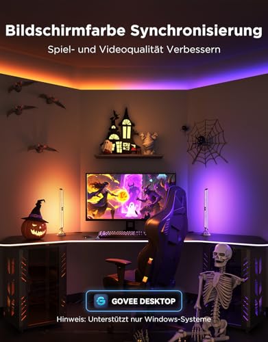 Govee Light Bars Pro for Gaming, verbesserte 16-Zoll Smart LED Lichtleisten mit dreiseitiger RGBIC Beleuchtung und WLAN für PC, Monitor, 60+ Szenenmodi, funktioniert mit Alexa und Google Home – Bild 6