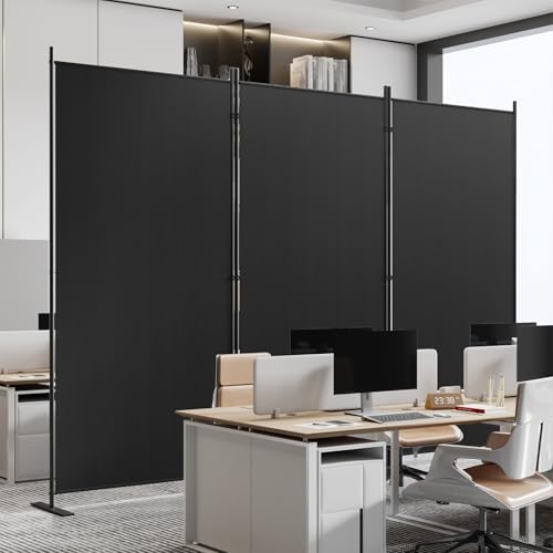 Image of C-Hopetree 3 Panels Room Divider, 6 Ft Tall Indoor Folding Privacy Screen, Portable Partition Separator, Freestanding Separation Temporary Wall for Office, Bedroom, 102 inch W X 71 inch H, Black