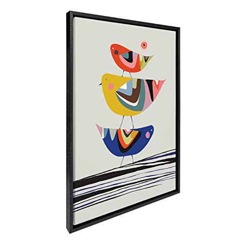 Kate and Laurel Sylvie The Family Tree Framed Canvas Wall Art by Rachel Lee of My Dream Wall, 23x33 Black, Colorful Animal Art for Wall