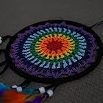 Colorful Dream Catchers, Handmade Feather Native American Circular Net for Kids Boys Girls Bedroom Wall Hanging Decoration Decor Nursery Wall Art Ornament Craft (DC02 Black Rainbow Crochet) - Image 4
