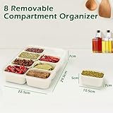 KOMABLEN Snackbox mit 8 Fächern, Snackteller aus PP Spülmaschinenfest, Snackschale mit Deckel und Griff, Tragbar Snackbox Organizer für Süßigkeiten Obst Keksen Dessert Gemüse Nüsse