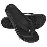LightFeet Women's Black Crystal Arch Support Flip Flops