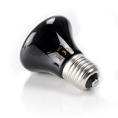 theBlueStone 1-Pack 50 Watt Mini Ceramic Reptile Heat Lamp Bulb E26 No-Light Infrared Heat Emitter for Terrarium Aquarium Amphibian Snake Chickens Brooder Birds Pets