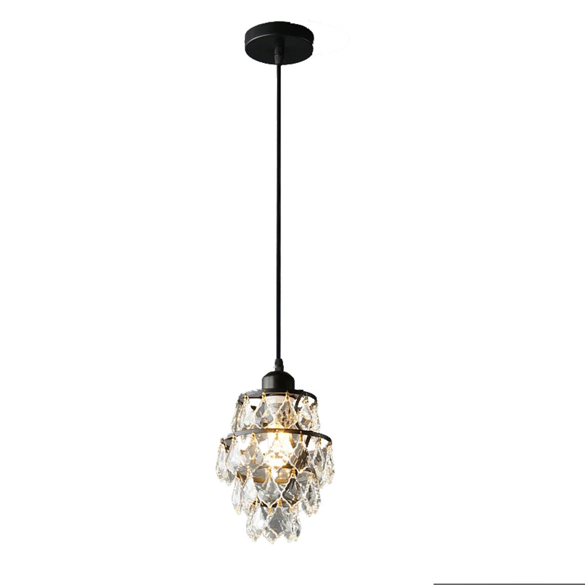 Suspension en cristal chic et cage en métal noir robuste pour salle à manger