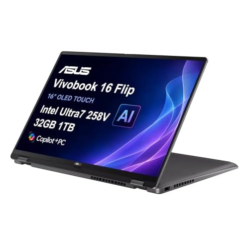 ASUS Vivobook 16 Flip, 16" 2-in-1 Laptop, Ultra 7 258V, 32GB DDR5, 1TB SSD