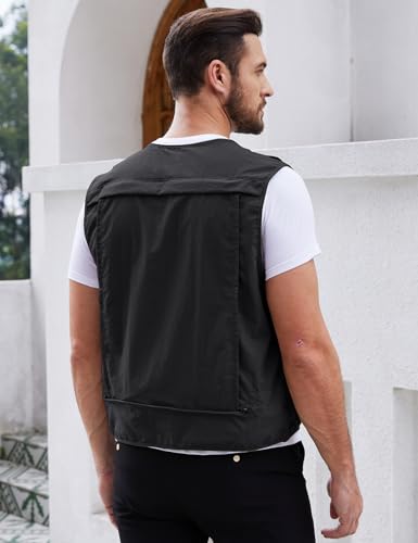 Gihuo Men's Utility Fishing Vest Lightweight Outdoor Work Safari Travel Cargo Vest with Multi-Pockets4