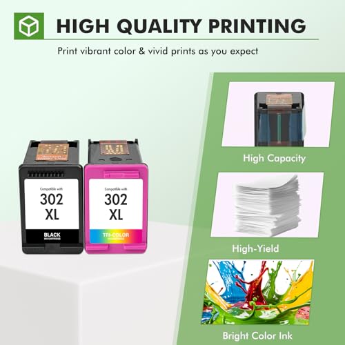 302 Druckerpatronen 4525 4520 Patronen Kompatibel für HP302 XL 302XL für HP Deskjet 3630 3639 3636 Envy 4525 4520 4510 Officejet 3831 5230 3830 5220 3833 Multipack (Schwarz, Farbe)