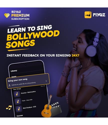 Image of Riyaz App - Learn to Sing Bollywood Songs | 12 Months Premium Subscription | Suitable for Guitar / Harmonium / Ukulele Learners | 35 Lakhs Learners | (Activation Link by Email in 2 Hours)