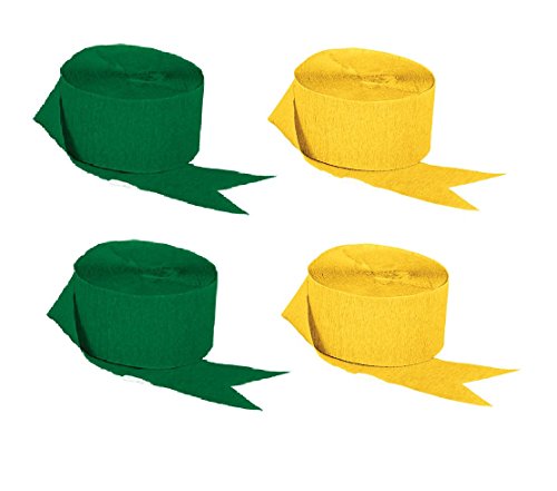 Green And Gold Yellow Crepe Paper Streamers (2 Rolls Each Color), 290 Feet Total, Made In Usa #TOP13