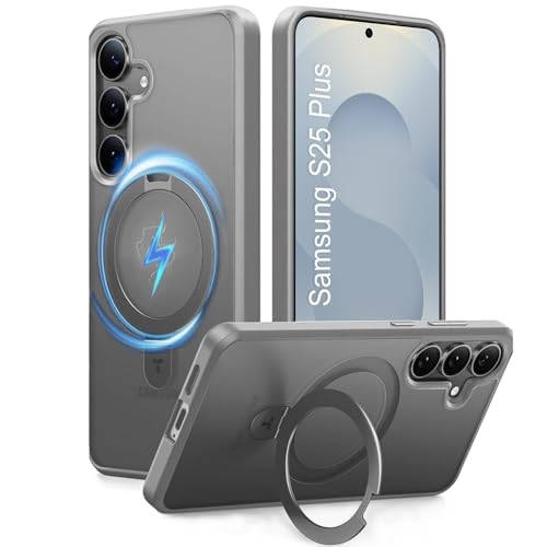 Image of Samsung S25 Plus Magsafe Stand Case | Matte Design & 360 Protection | Military-Grade Samsung Galaxy S25 Plus Cover | Ultra Premium - Gray