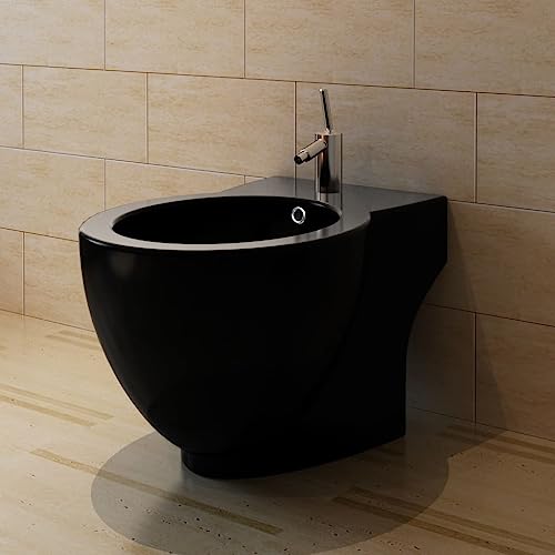 INLIFE Bidet Rond à Poser en céramique sanitaire Noir