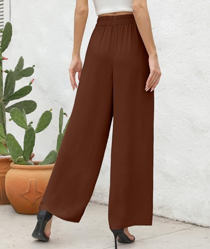 CZYINXIAN Women's High Waisted Wide Leg Casual Pants Flowy Business Work Casual Pants with Pockets(Coffee,X-Large) — view 5