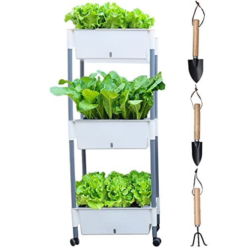 Doubfivsy Vertical Garden Planter Kit, 3-Tier Vertical Self Watering Planter Box, 18 X 9.8 In Planter Box For Vegetables Flowers Herbs Balcony Greenhouse Outdoor And Indoor Usage #TOP27