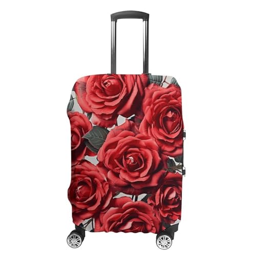 Red Rose Flower Cluster Luggage Cover, Elastic Luggage Protector Fits 19-32in Suitcases, Washable & Anti-Scratch Suitcase Cover for Men Women XL