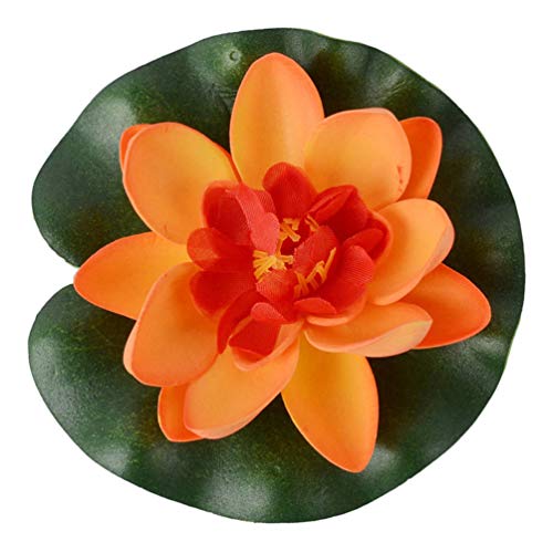qingsb Artificial Lotus fake flowers Lily Fish Tank Home Yard Pond Decoration - Sunset Red