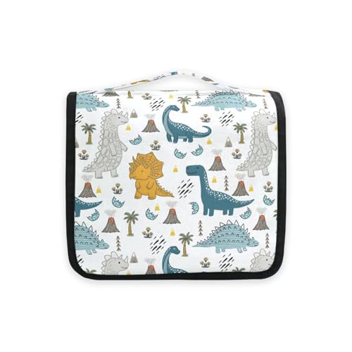 senya Hanging Travel Toiletry Bag Kit Makeup Case Cosmetics Organizer for Men Women (Kids Cartoon Dinosaurs)