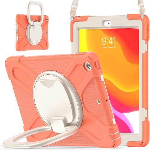 Coque iPad 10.2 antichoc JZ pour usage familial et chantiers avec sangle
