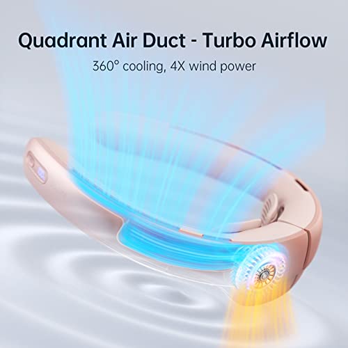Jisulife Portable Neck Fan Pro, 100 Speeds Bladeless Fan, Wearable Fan Stepless Knob, Led Display, 5000Mah Rechargeable Personal Fan, Mini Hands Free, Usb Battery Operated Fan-Pink #TOP1