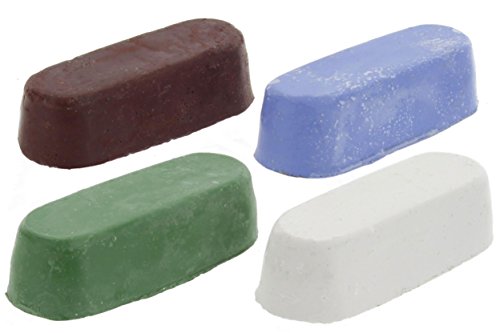 Drixet 4 Piece Rouge Polishing Compound Kit – Set Includes: Brown-Tripoli, Green-Stainless=