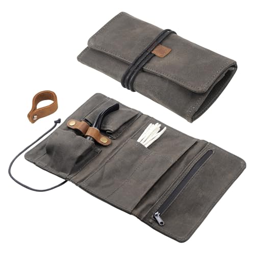 OGABEL Bolsa Para Cachimbo De Tabaco, Rolo Lona Encerada, Estojo Organizador Armazenamento Artesanal Com Suporte, Filtros, Ferramentas Limpeza (Não Inclui Cachimbos)