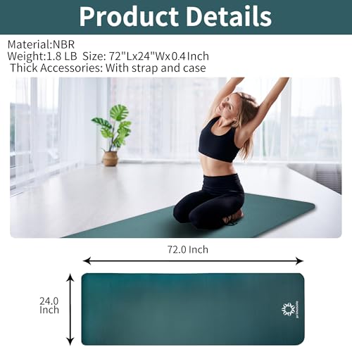 Image of Primasole Thick Yoga Mat, 1 /2-Inch Extra Thick NBR Mat with Enhanced Stability - Textured Design, Lightweight Mat with Carrying Strap & Case for Yoga, Pilates, Gym & Home Use (Multiple Colors)