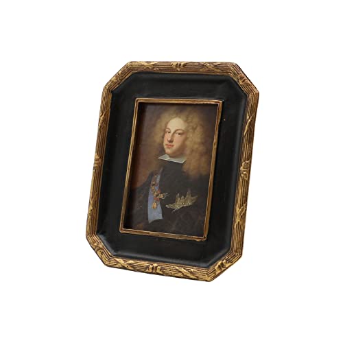 Yulink 2.5X3.5 Small Vintage Picture Frame, Mini Antique Ornate Black And Gold Photo Frame, Tiny Retro Octagon Frame, For Tabletop And Wall Display, Old Fashioned Photo Gallery Art Decor #TOP5
