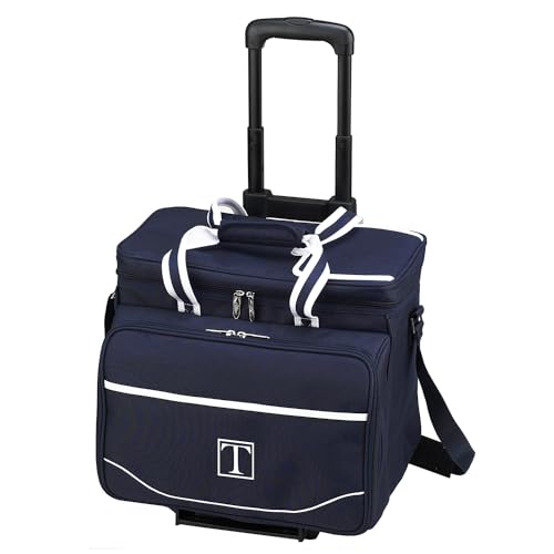 Picnic at Ascot Personalized Monogrammed Insulated Picnic Cooler with Service for 4 on Wheels-Designed & Assembled in The USA