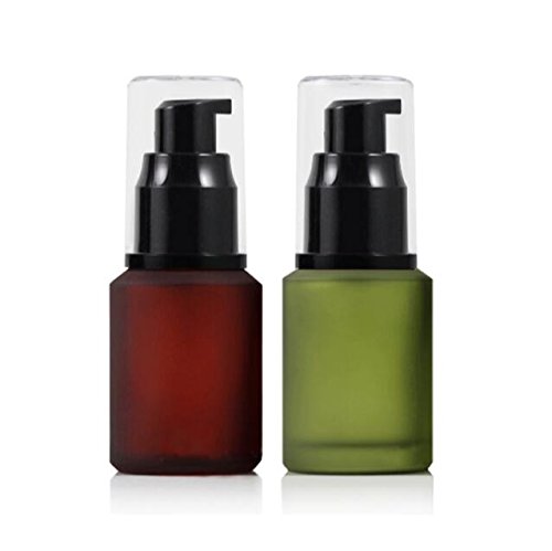 1PCS 60ML Glass Empty Upscale Refillable Cosmetic Cream Lotion Pump Bottle Container With Cap For Treatment Beauty Gels Liquid Serums (Brown)3