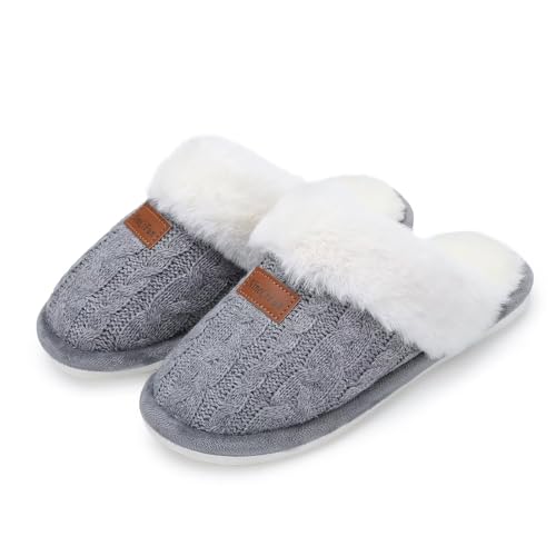 Women's Fuzzy Memory Foam Cozy House Slippers with Soft Faux Fur Lining