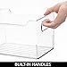mDesign Deep Plastic Kitchen Storage Bins with Handles for Organization in Pantry, Cabinet, Fridge or Freezer Shelves - Food Organizer for Yogurt or Squeeze Pouches - Ligne Collection - 4 Pack - Clear