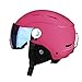 JFF Casco De Esquí Hombres Mujeres Casco De Deportes De Nieve Casco De Snowboard con Máscara De Nieve Desmontable Antivaho Gafas Integradas Esquí Snowboard,Rosado,M