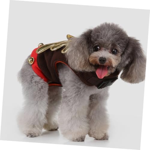 Ropa navideña para perros con campana, talla M, color café miniatura 3