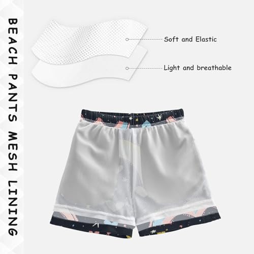 Pigsaly Boys Swim Trunks Cute Pastel Boho Rainbow Hearts Boys Board Shorts Swimsuit Swimwear Summer Bathing Suit 5T4