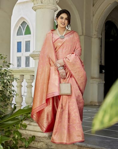 Image of Yashika Women's Trendy Pure Banarasi Kanjivaram Saree with Blouse Material