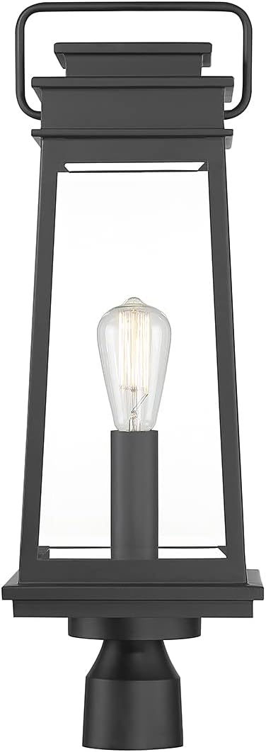 Savoy House 5-817-BK Boone Mission Traditional Clear Beveled Glass Outdoor Post Lantern, 1-Light 60 Watt, 24" H x 8" W, Matte Black
