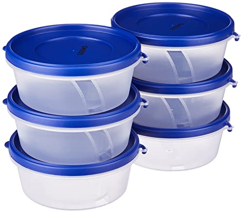 Amazon Brand – Solimo Nestable & Stackable Polypropylene Container Set, Round, 500 ml, Set of 6, Blue