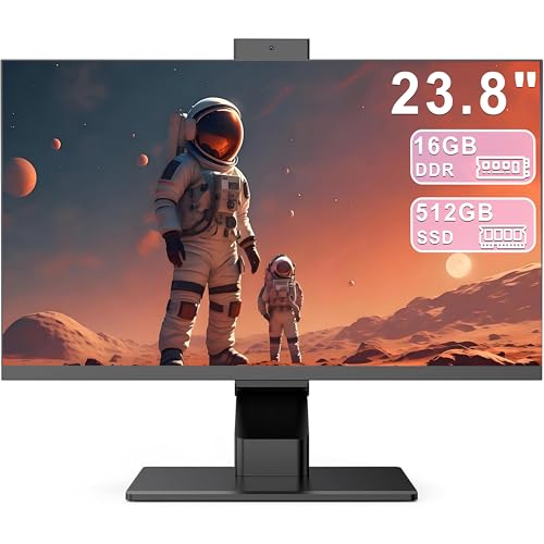 PC tout-en-un avec écran tactile Quad-Core N95 (jusqu'à 3,4 GHz), 16 Go de RAM, 512 Go SSD, écran tactile de 23,8 pouces, webcam pop-up, WiFi6 double bande,...