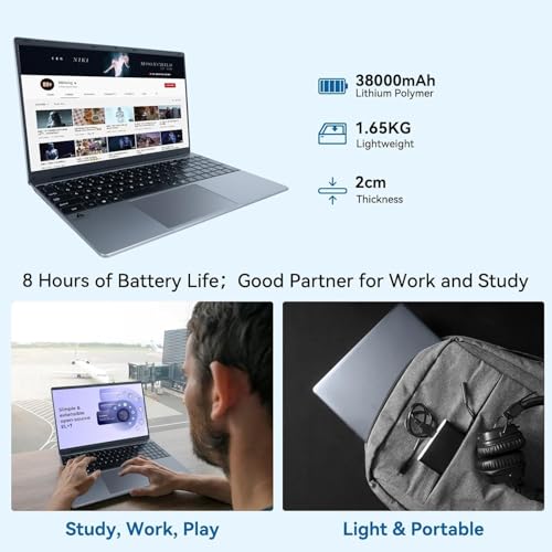 kotsren 15.6'' Laptop Computer, 16GB RAM 512GB ROM Celeron N5095 Quad-Core Processors, 1920 * 1080 IPS FHD, WiFi, Bluetooth, Mini HDMI, TF Card,... - Image 6