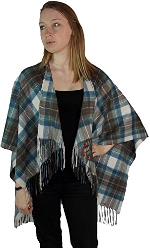 Cape en cachemire écossais Stewart Muted Blue I LUV LTD pour femme