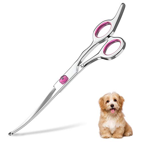 Petsvv 7.5" Curved Dog Grooming Scissors with Safety Round Tips, Light