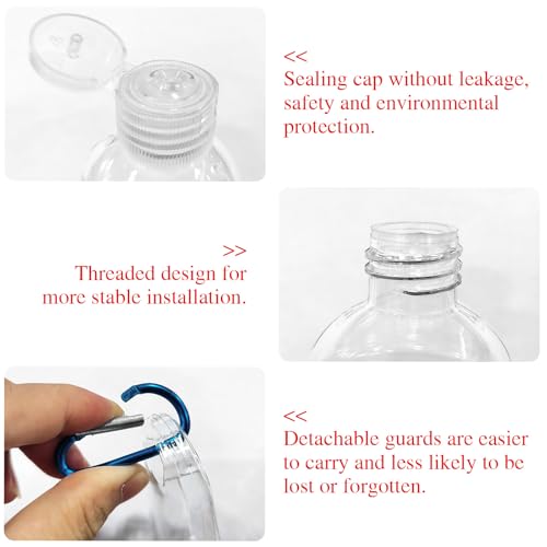 10Pcs Refillable Travel Bottles Containers with-Clip Leakproof Empty Squeeze Container Travel Portable Empty Hand Sanitizer Bottles,Containers for Toiletry Shampoo Lotion (Hook Color Random)4